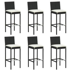 vidaXL barstole med hynder 6 stk. polyrattan sort