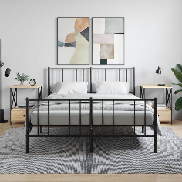 vidaXL sengeborde 2 stk. 50x41x65 cm konstrueret tr&aelig; sonoma-eg