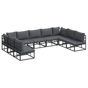 vidaXL Havesofa S&aelig;t med pude 9 pcs Sort Aluminium