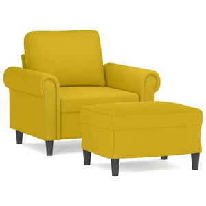 vidaXL sofastol med fodskammel 60 cm velour gul