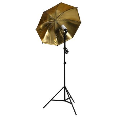 vidaXL fotostudieudstyr med lamper, paraplyer, baggrund og reflektor