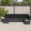 vidaXL Havesofa Sæt med pude 7 pcs Sort polyrattan