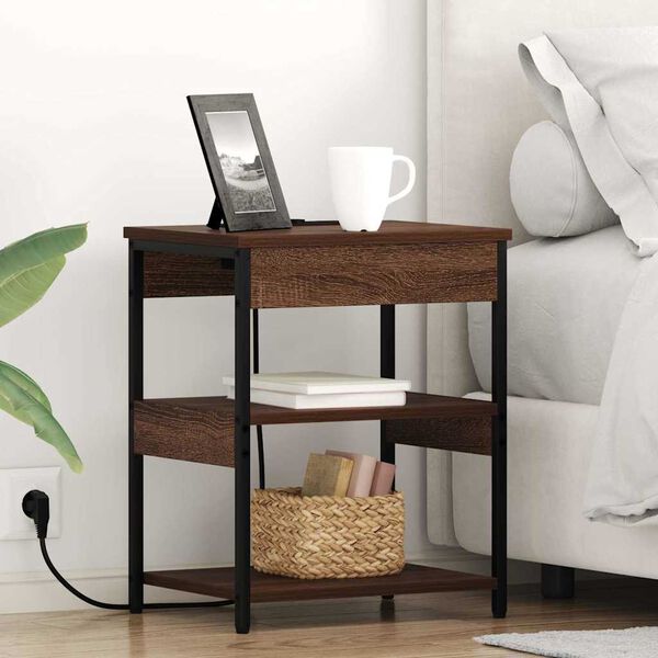 vidaXL Natskab Brun eg 41 x 31 x 51 cm Konstrueret tr&aelig;