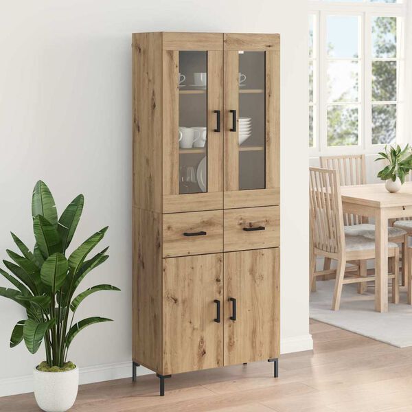 vidaXL Highboard med skuffe 2 pcs Artisan Egetr&aelig; Konstrueret tr&aelig;