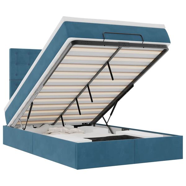 vidaXL osmannisk sengeramme med madrasser 120x190 cm fl&oslash;jl m&oslash;rkebl&aring;