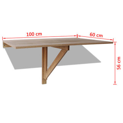 vidaXL væghængt klapbord egetræ 100 x 60 cm