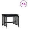 vidaXL haveskammel med hynder 4 stk. 41x41x36 cm polyrattan sort