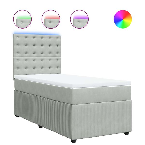 vidaXL kontinentalseng med madras 90x190 cm fl&oslash;jl lysegr&aring;