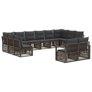 vidaXL Havesofa S&aelig;t 12 stk. Gr&aring; polyrattan