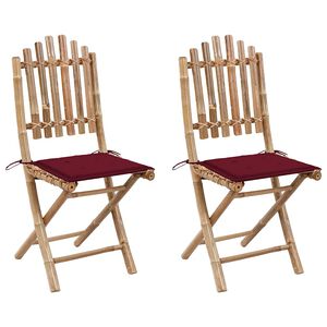 vidaXL foldbare havestole 2 stk. med hynder bambus