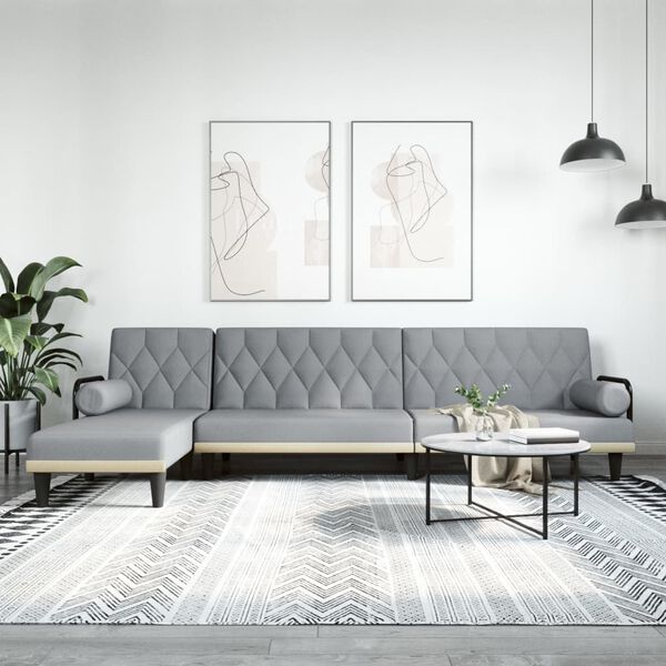 vidaXL L-formet sovesofa 260x140x70 cm stof lysegr&aring;