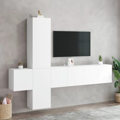 vidaXL tv-møbel til væg 5 dele konstrueret træ hvid