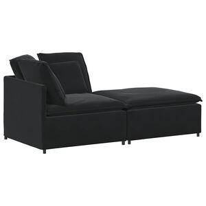 vidaXL modulsofa med fodskammel og hynder fl&oslash;jl sort