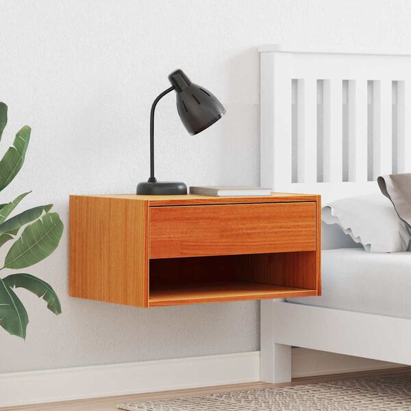 vidaXL Sengebord 2 pcs Voks brun 50 x 32,5 x 24 cm Massivt fyrretr&aelig;