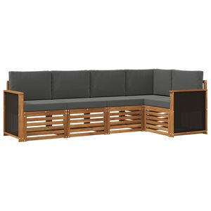 vidaXL Sektionalsofa s&aelig;t med pude 4 pcs Naturlig og Antracit