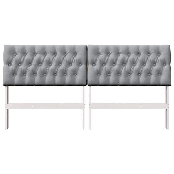 vidaXL Polstret sengegavl Lysegrå 180 cm Massiv fyrretræ