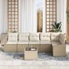 vidaXL Sofa S&aelig;t med pude 7 pcs Beige polyrattan