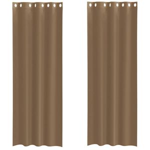 vidaXL voile-gardiner med &oslash;skner 2 stk. lysebrun