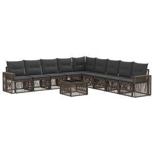 vidaXL Havesofa S&aelig;t 10 stk. Gr&aring; og M&oslash;rkegr&aring; polyrattan
