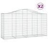 vidaXL buede gabionkurve 2 stk. 200x50x100/120 cm galvaniseret jern