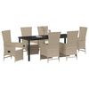 vidaXL Have Spisebordss&aelig;t med pude 7 pcs Beige polyrattan