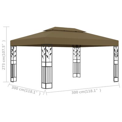 vidaXL pavillon med dobbelttag 3x4 m 180 g/m² gråbrun