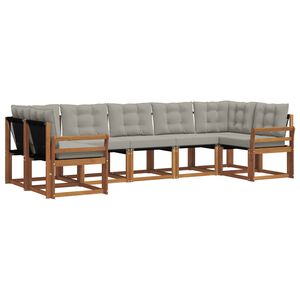 vidaXL Udend&oslash;rs sofagruppe med pude 7 pcs Naturlig og Lys Gr&aring;