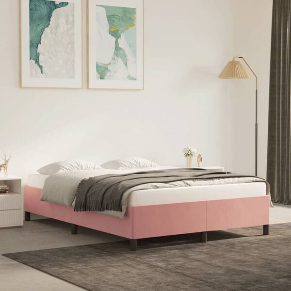vidaXL sengeramme 140x190 cm fl&oslash;jl pink