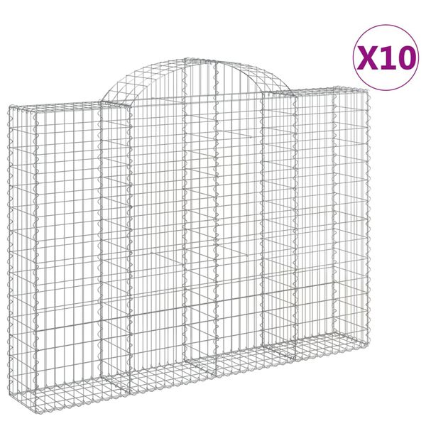 vidaXL buede gabionkurve 10 stk. 200x30x140/160 cm galvaniseret jern