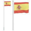 vidaXL Spanien flag og flagstang 6,08 m aluminium