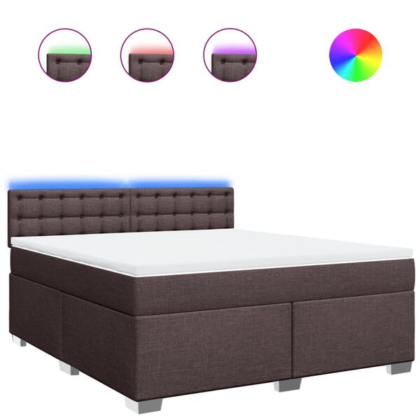 vidaXL kontinentalseng med madras 180x200 cm stof m&oslash;rkebrun