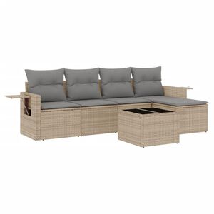vidaXL sofas&aelig;t til haven 6 dele med hynder polyrattan beige