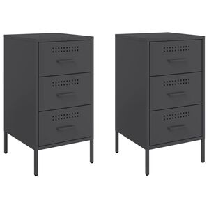 vidaXL sengeborde 2 stk. 36x39x68 cm st&aring;l sort