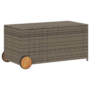 vidaXL opbevaringsboks med hjul 190 l polyrattan gr&aring;