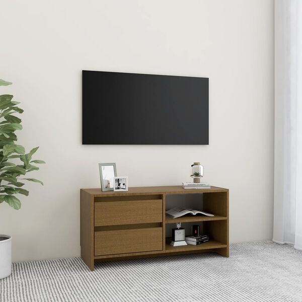 vidaXL tv-skab 80x31x39 cm massivt grantræ honningbrun