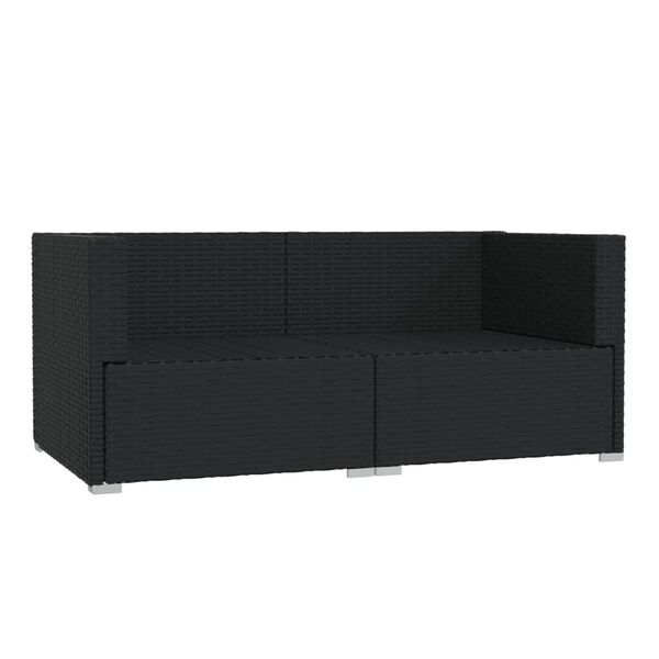 vidaXL 2-personers sofa med hynder polyrattan sort