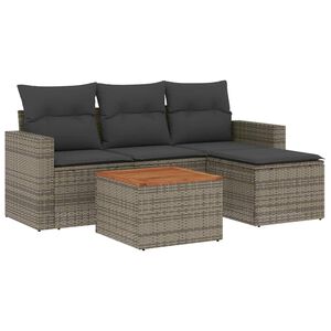 vidaXL sofas&aelig;t 5 dele med hynder polyrattan gr&aring;