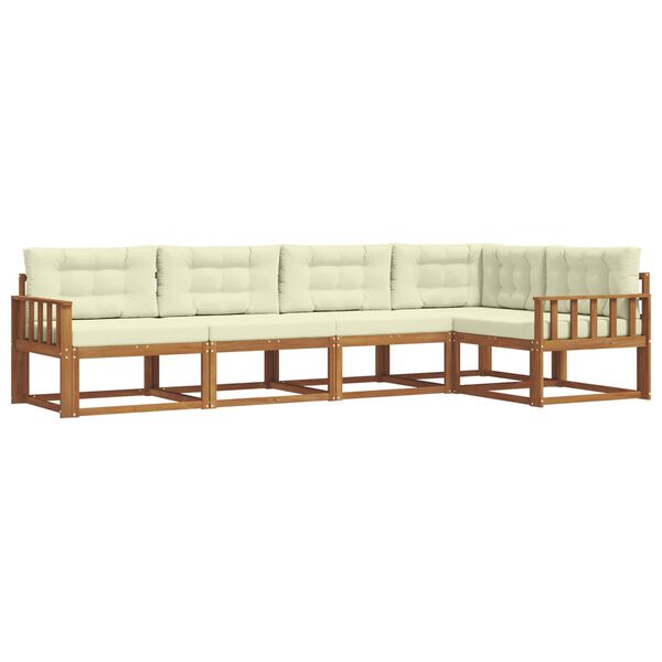 vidaXL Udend&oslash;rs sofagruppe med pude 5 pcs Naturlig og Fl&oslash;de