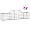vidaXL buede gabionkurve 9 stk. 200x30x40/60 cm galvaniseret jern