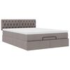 vidaXL Ottoman seng med madras & LEDs Taupe 140x200 cm Stof