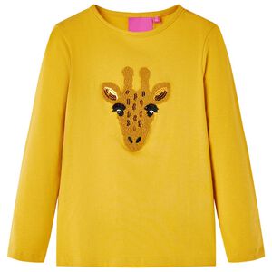 Lang&aelig;rmet T-shirt til b&oslash;rn str. 104 okkergul