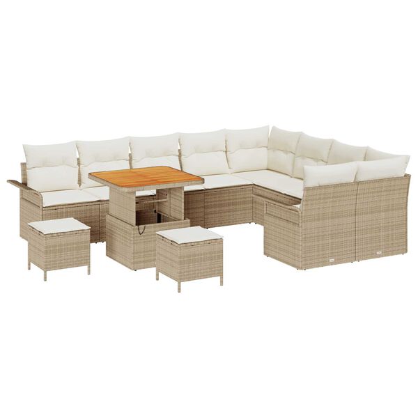 vidaXL Havesofa S&aelig;t med pude med opbevaring 12 pcs Beige og creme