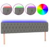 vidaXL sengegavl med LED-lys 200x7x78/88 cm stof m&oslash;rkegr&aring;