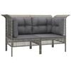 vidaXL hj&oslash;rnemoduler til havesofa 2 stk. med hynder polyrattan gr&aring;