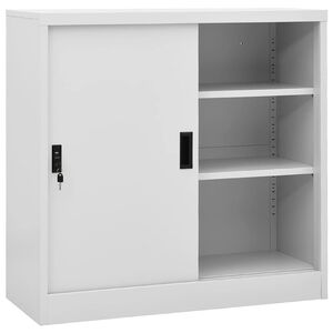 vidaXL kontorskab med skyded&oslash;re 90x40x90 cm st&aring;l lysegr&aring;