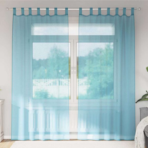 vidaXL voile-gardiner med l&oslash;kker 2 stk. 140x245 cm turkis