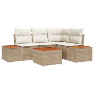 vidaXL Havesofa Sæt med pude 5 pcs Beige polyrattan