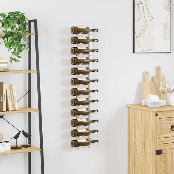 vidaXL v&aelig;gh&aelig;ngt vinreol til 12 flasker jern hvid