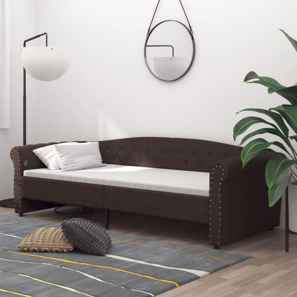 vidaXL daybed med USB 90x200 cm stof m&oslash;rkebrun