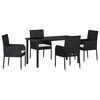 vidaXL Have Spisebordss&aelig;t 5 stk. Sort polyrattan